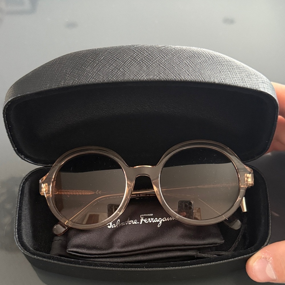 Salvatore Ferragamo Women's Tan Round Glasses
